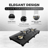 Preethi Luxe pro Gas Stove | 3 Burner | Stainless Steel | Black
