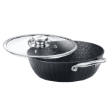 Prestige Durastone Hard Anodised 6 Layer Non Stick Kadai with Glass Lid | Black