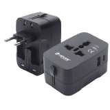 Lapcare Global Trotter 2Pin Travel Adaptor Plug | USB & Type-C Ports | Black | LIA-003