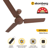 Atomberg Efficio Ceiling Fan | 1200 mm | 5 Star | BLDC Ceiling Fan with Remote Control | 3 Blade | Brown