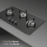 Kaff Built in Hob Glass Automatic Hob | 3 Burners | 78 cm | Black | VRH783