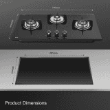 Kaff Built in Hob Glass Automatic Hob | 3 Burners | 78 cm | Black | VRH783