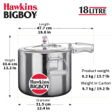 Hawkins Bigboy 18 L Inner Lid Pressure Cooker | Aluminium | Silver | BB18