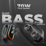 iGear Grape Portable Wireless Speaker with Wireless Rechargeable Mic | 70W | TWS Mode | Black