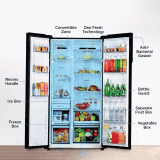 Haier Frost Free Side By Side Refrigerator | 602 L | Black Glass | HRS-682KGU1