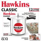 Hawkins 12 L Classic Inner Lid Pressure Cooker | Aluminium | Silver | CL12