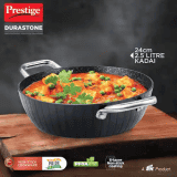 Prestige Durastone Hard Anodised 6 Layer Non Stick Kadai with Glass Lid | Black