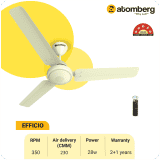 Atomberg Efficio Ceiling Fan | 1200 mm | 5 Star | BLDC Ceiling Fan with Remote Control | 3 Blade | Ivory
