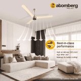 Atomberg Renesa + Ceiling Fan | 1200 mm | BLDC Ceiling Fan with Remote Control & LED Indicators | Metallic Gold