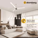 Atomberg Renesa + Ceiling Fan | 1200 mm | BLDC Ceiling Fan with Remote Control & LED Indicators | Pearl White