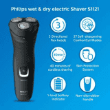 Philips S1121/45 Shaver For Men | Black & Blue
