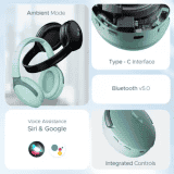 boAt Rockerz 551 ANC Wireless Headphone | Hybrid ANC | 100 HRS Playback | 40mm Drivers  | Sage Green
