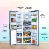 Haier Side by Side Refrigerator | 598L |  3-Star |  Expert Inverter | Grey Onyx Glass | HRT-683GOG-P