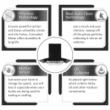 Elica WDFL 906 HAC LTW MS NERO Chimney | 1350 CMH | 90 cm | Auto Clean Curved Glass | Black