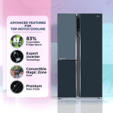 Haier Side by Side Refrigerator | 598L |  3-Star |  Expert Inverter | Grey Onyx Glass | HRT-683GOG-P