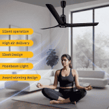 Atomberg Aris Contour Smart Ceiling Fan | 1200 mm | BLDC  with IoT, Remote Control & Ring Light LED for Speed Indication | Midnight Black