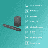 PHILIPS Bluetooth Soundbar | 240W | Dolby Digital Plus | 2.1 Channel | Dark Grey | TAB5309/94