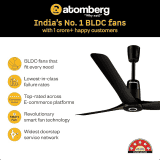Atomberg Aris Contour Smart Ceiling Fan | 1200 mm | BLDC  with IoT, Remote Control & Ring Light LED for Speed Indication | Midnight Black