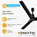 Atomberg Aris Contour Smart Ceiling Fan | 1200 mm | BLDC  with IoT, Remote Control & Ring Light LED for Speed Indication | Midnight Black