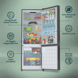 Haier Frost Free Double Door Refrigerator | 300 L | 2 Star | Brushline Silver | HRB-3502BS-P