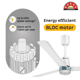 Atomberg Renesa Elite | 1200 mm | BLDC Ceiling Fan with Remote Control & LED Indicators | Snow White
