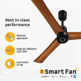 Atomberg Renesa Elite Smart | 1200 mm | BLDC Ceiling Fan with Remote Control & LED Indicators | Golden Oakwood