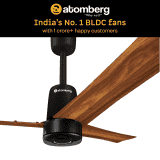 Atomberg Renesa Elite Smart | 1200 mm | BLDC Ceiling Fan with Remote Control & LED Indicators | Golden Oakwood