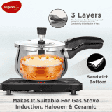 Pigeon Inox Pro Outer Lid Induction Bottom Pressure Cooker | 3 L | Stainless Steel
