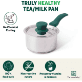 The Indus Valley Stainless Steel Bottom Saucepan | 14 cm | Green Bakelite