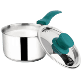 The Indus Valley Stainless Steel Bottom Saucepan | 14 cm | Green Bakelite