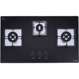 Elica FLEXI IND FB 375 DFS DX Glass Automatic Hob | 3 Burner | Black