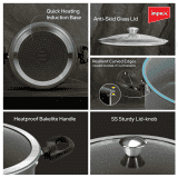 Impex Biryani Pot With RIB | 8 L | Non-Stick, Induction | Aluminium with Granite Coating | IBP8
