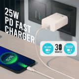 Portronics Adapto 25 Pro Type C Wall Charger | 25W | Type C to Type C Fast Charging Cable | White | POR 1964