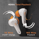 boAt Immortal 121 TWS in Ear Earbuds | 40H Playtime | White Sabre