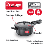 Prestige Svachh Hard Anodised Outer Lid Induction Bottom Pressure Pan | 5 L | Black