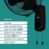 Blueberry's Ozon 12 Wall Fan | 80 Watts