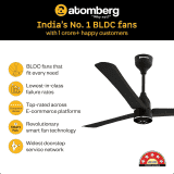 Atomberg Renesa Smart Ceiling Fan | 1200 mm | 3 Blade | Midnight Black