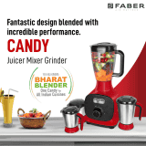 Faber Juicer Mixer Grinder | 800W | with 3 Stainless Steel Jar | Mystic Red | FMG Candy 800 3J+1 Pc