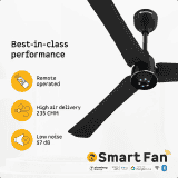 Atomberg Renesa Smart Ceiling Fan | 1200 mm | 3 Blade | Midnight Black
