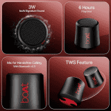 boAt Stone Uno Bluetooth Speaker | 6HRS Battery | 3W | Raging Black