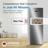 Bosch MaxFlex Triple Door Refrigerator | 353 L  | 3 Star | Convertible 6 in 1 Digital Inverter Frost Free | Sparkly Steel | CMC36S03NI