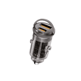 Promate Compact Car Adapter | Transdrive 65W | USB Type-C Power Delivery Port | USB-A Port | Black