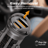 Promate Compact Car Adapter | Transdrive 65W | USB Type-C Power Delivery Port | USB-A Port | Black