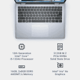 DELL Inspiron 14 Thin and Light Laptop | Core i5 | 13th Gen 1334U | 16 GB | 512 GB SSD | 14 inch | Ice Blue | OIN5440340401RINU1