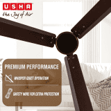 USHA AeroEdge BLDC Ceiling Fan | 1200mm | with RF Remote | smoke brown