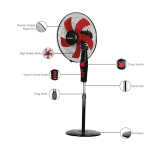 Castor Tornado 05 Pedestal Fan | 5 Leaf High Speed Stand Fan with Timer Switch | 406 mm