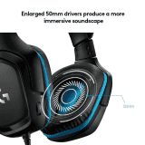 Logitech G431 Headphones | 7.1 Surround Sound | DTS X 2.0 | 50 mm | Black