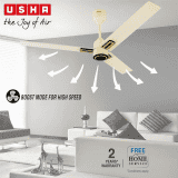 Usha Aeroedge Plus Ceiling Fan | BLDC ISI | 1200MM | Ivory