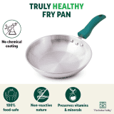 The Indus Valley Stainless Steel Capsule Frypan | Green Bakelite Handle | 22CM | 1.5Ltr