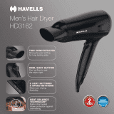 Havells Men Powerful Hair Dryer | 1565 Watts | Heat Balance Technology | Black | HD3162